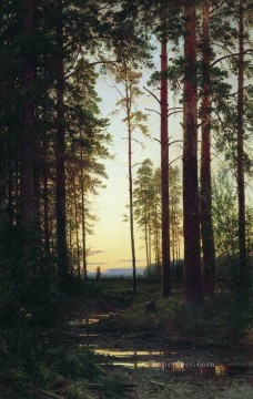 crepúsculo 1883 paisaje clásico Ivan Ivanovich árboles Pinturas al óleo